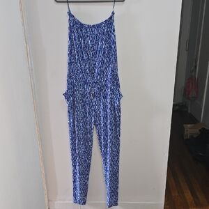 MICHAEL Michael Kors Blue and White Jumpsuit Size Large